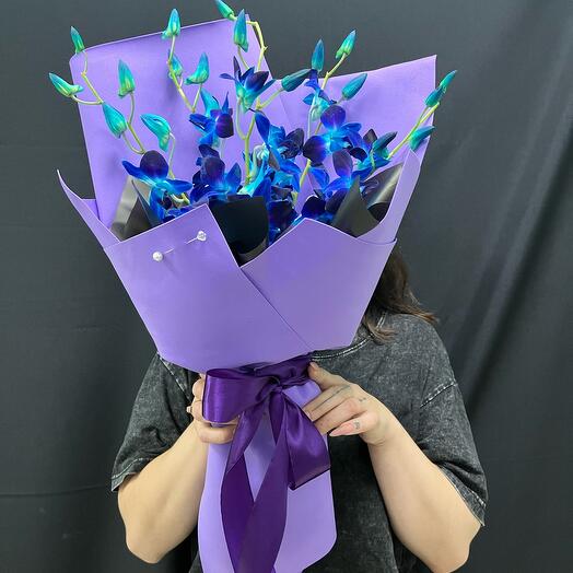 Букет из синих орхидей «Звездное небо»