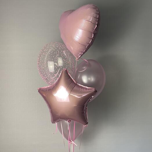 5 globos de helio"En color rosa"