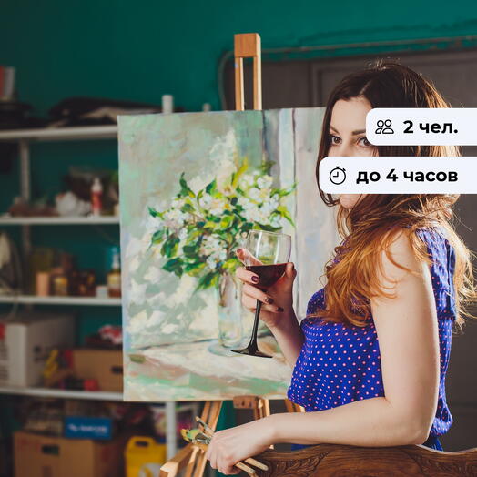 The mystery of creativity. Art party with wine