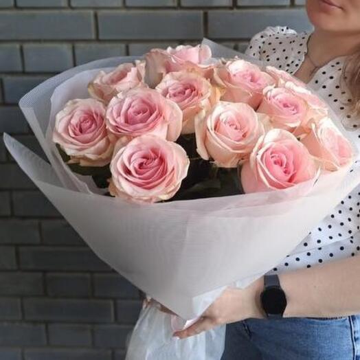 Букет из 15 нежно-розовых роз