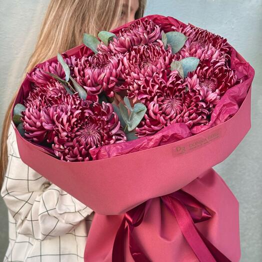 Осенний букет хризантем-бигуди