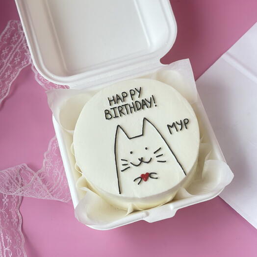 Бенто-торт Happy Birthday с котиком