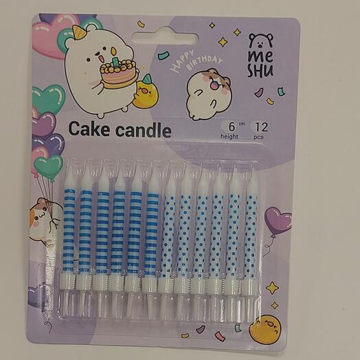Свеча для торта MESHU "Blue patten", 12шт