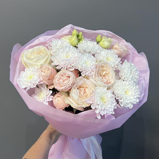 Букет хризантемы и розы