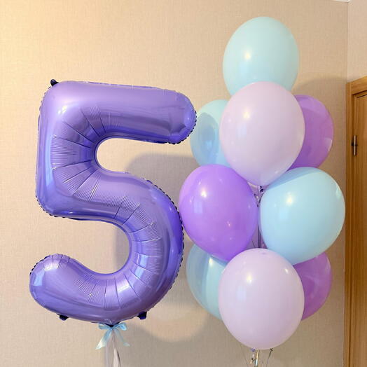 Шарики с гелием фиолетовой цифрой девочке на 5 лет, гелиевые воздушные шарики сестре, дочери