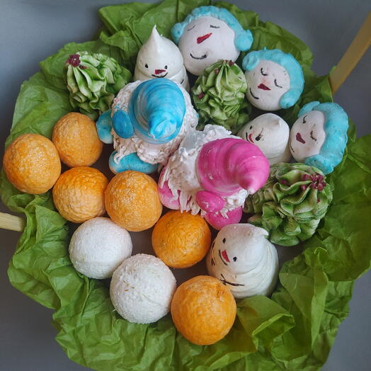 Зефирный букет  в корзинке "Новогодний"