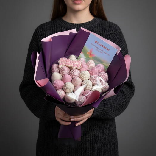 Букет из клубники в шоколаде «Ягодный комплимент» 27 ягод