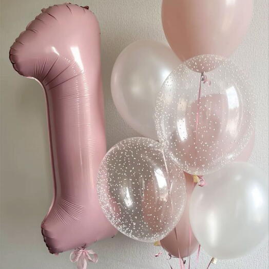 Birthday number pink balloons