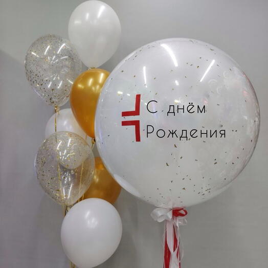 Гигант белый «стеклянный» с двумя надписями и фонтан