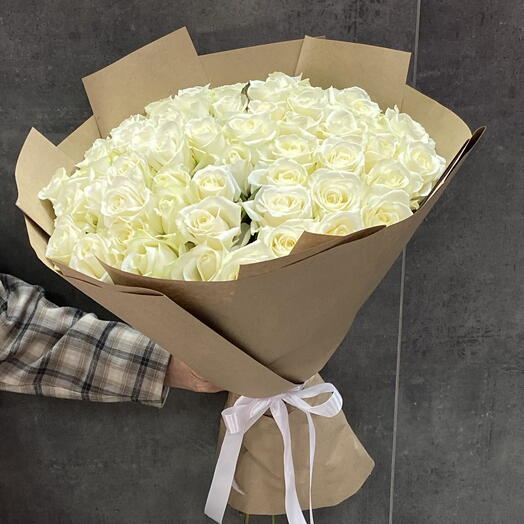 A large bouquet of 51 white roses