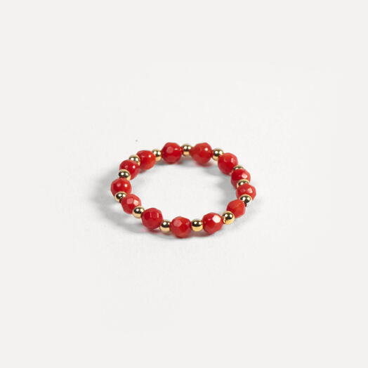 Кольцо Ваниль Красный коралл 14K р-р 18-19 (RIN1007)