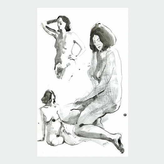 Скетч-Ню-Графика: широкоформатная работа «Размышление»