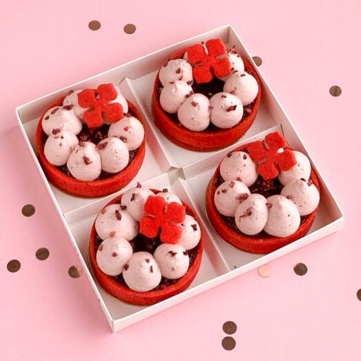 Пирожное тарталетка Красный бархат с вишней 4 шт.в подарок