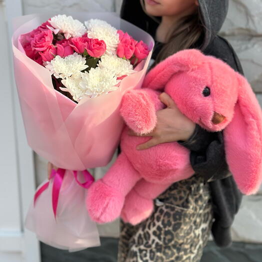 Сет «цветы и зайка»💕