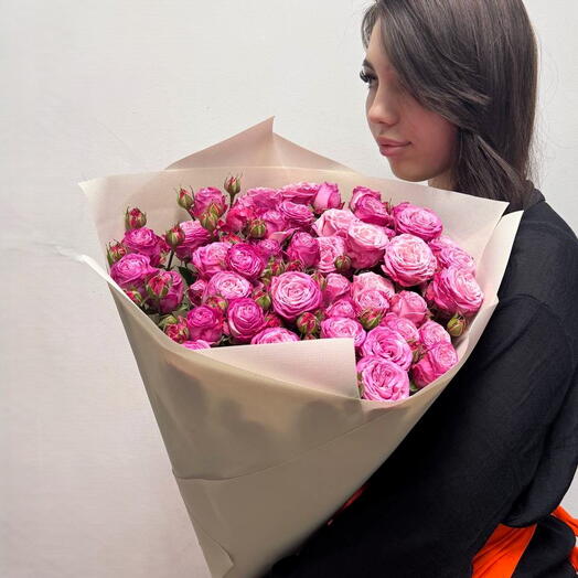 Букет из роз Леди Бомбастик 70 см 💖 стильный букет в бежевой упаковке
