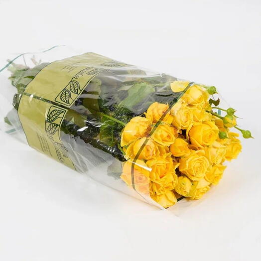 Пачка кустовых роз "Еллоу Баблз" 50см (10 шт)