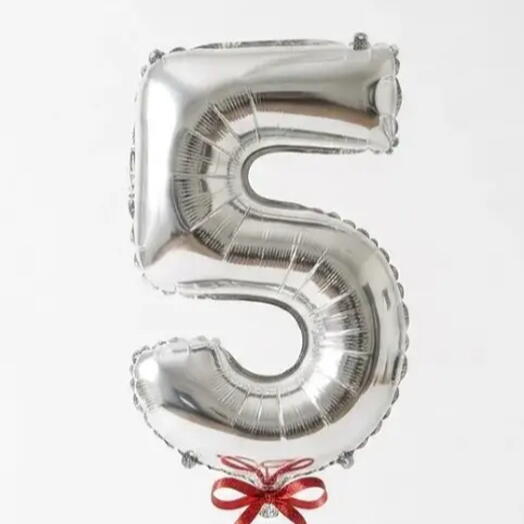 Шар цифра серебро  "5"