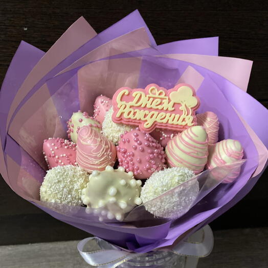 Букет клубника в шоколаде «Яркий бум»