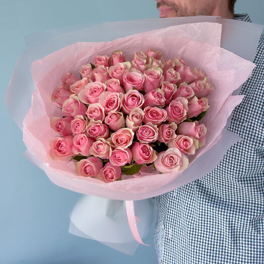 Букет из 51 розовой розы Belle Rose «Безграничная нежность» 🌹 41032