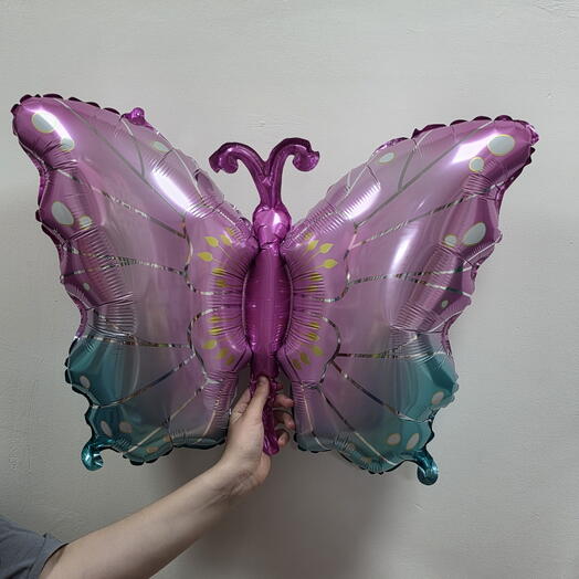 Шар фольгированный с гелием «Бабочка розовая» (32"/80см)