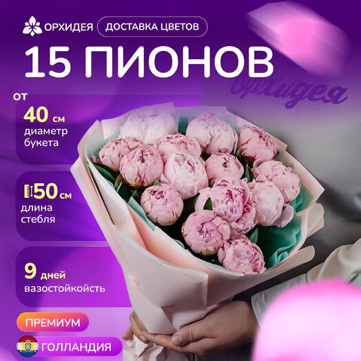 15 Пионов "Сара Бернард"