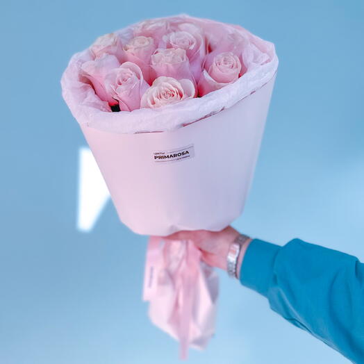 Букет из 11 роз Pink Mondial «Нежный розовый» 🌸 38678