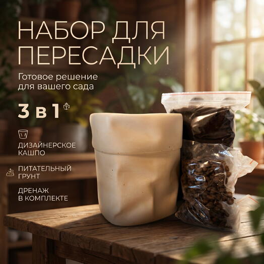 Набор для выращивания и пересадки Амариллиса «Крафт-Бокс» (с дизайнерским кашпо)