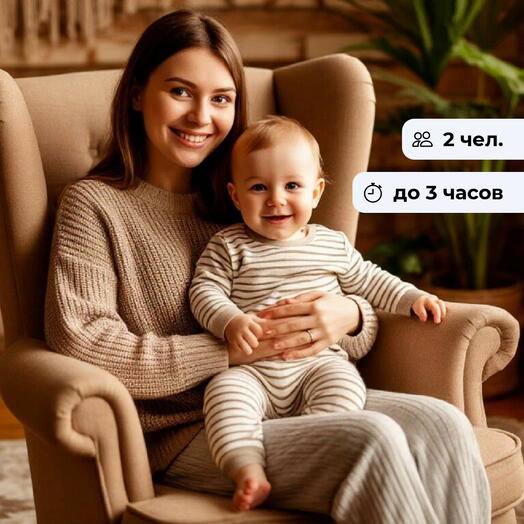 Мама и малыш.  Фотосессия в студии