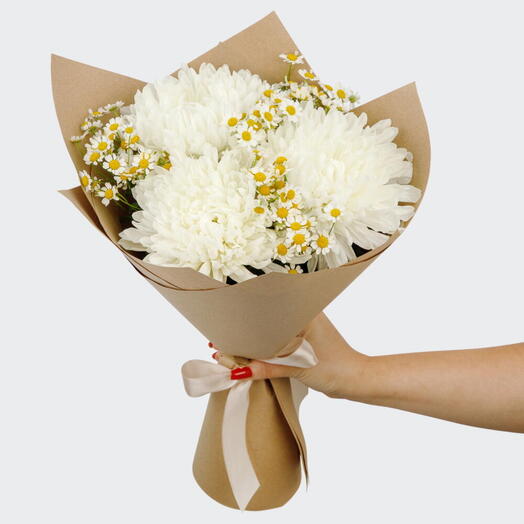 Нежный букет из хризантем с ромашками🌹🌹🌹