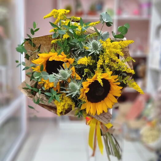Букет "Солнечный подсолнух 🌻"