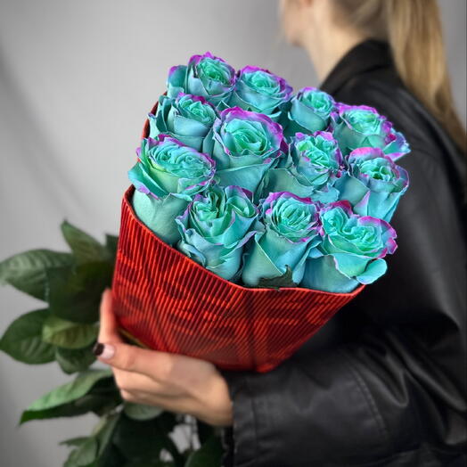 Пачка Роза  цветная сорт «Tin Light Blue» 25 стеблей