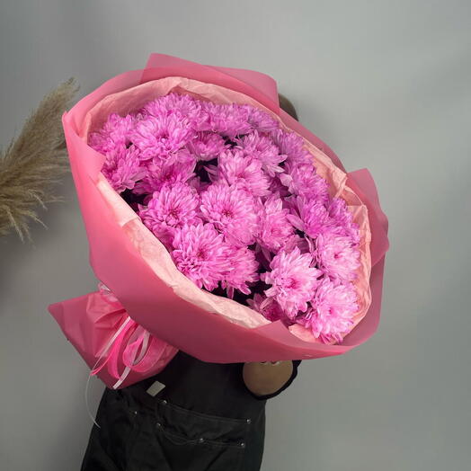7 пушистых розовых хризантем 💕