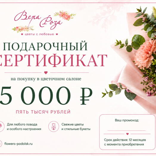 ЭЛЕКТРОННЫЙ ПОДАРОЧНЫЙ СЕРТИФИКАТ  на масс-класс