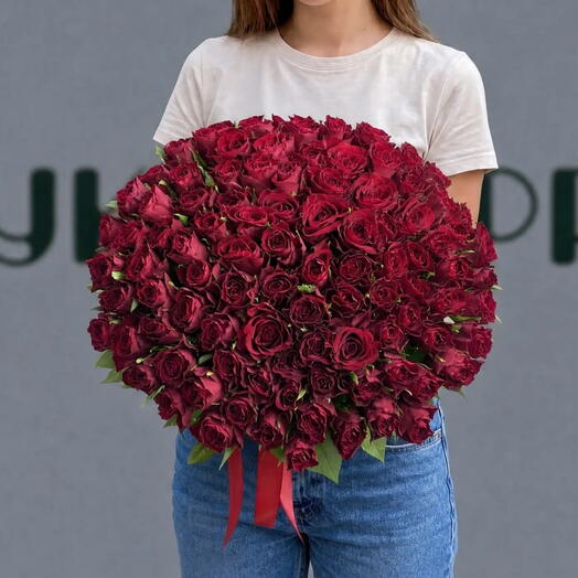 Букет из 101 бордовой розы Африка
