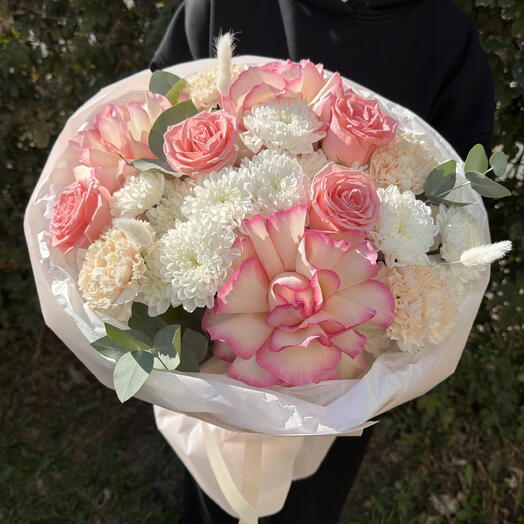 Волшебный букет Bloom room, французская роза, диантус, эвкалипт🩷🌸