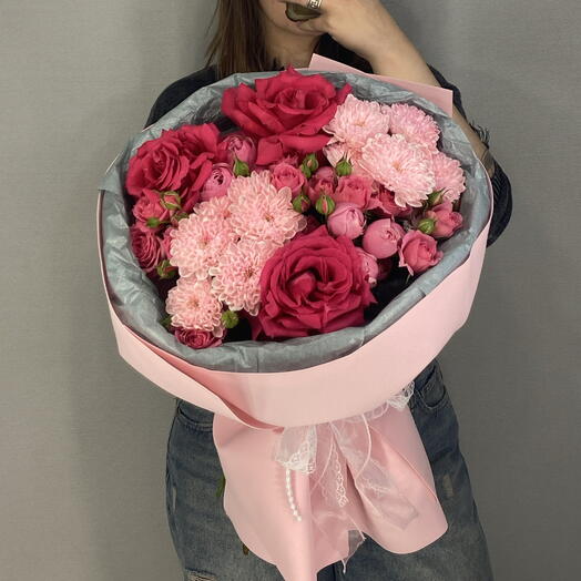 Авторский букет в розовом цвете 💕