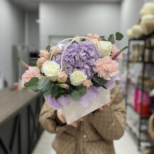 Цветы в корзинке "Лавандовый сад💜"
