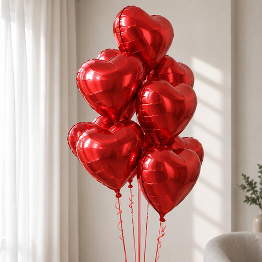 Fuente globos 11pcs corazones rojos (02040009)