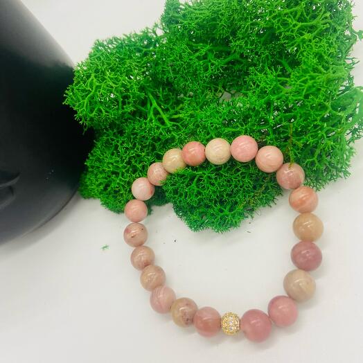Pulsera de diseñador hecha a mano rodocrosita rosa