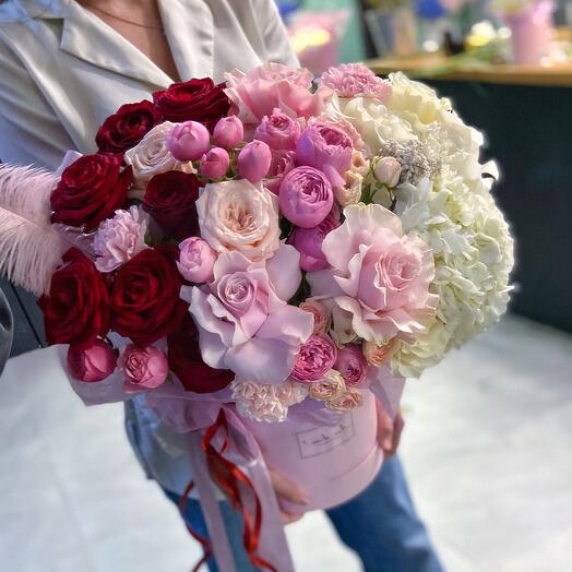 Шляпная коробка градиент с розами