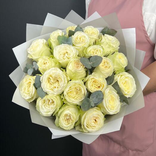 Ramo de rosas blancas en forma de Peonía (21 piezas)