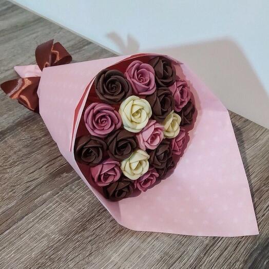 Bouquet of chocolate roses, 19 pcs