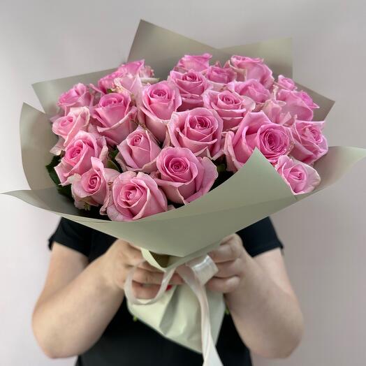 Розовые розы 25 шт