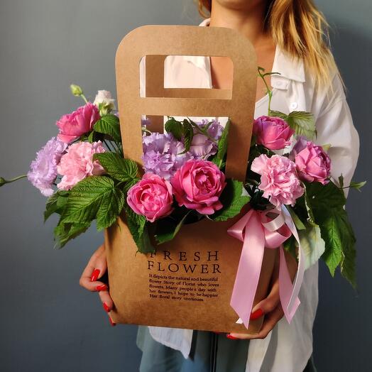 Summer flowers in a box with flowers