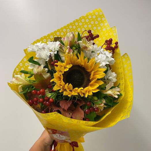 Букет с подсолнухом 🌻