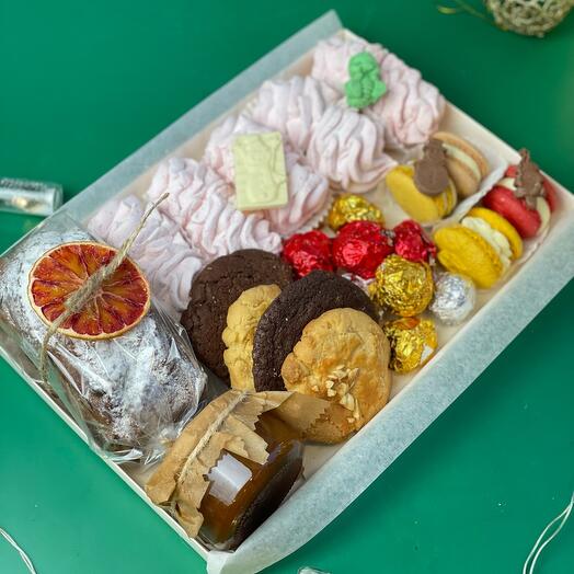 Новогодний Набор «XXL», Новый год, зефир, макарон, трюфели, печенье, соленая карамель , рождественский кекс подарок