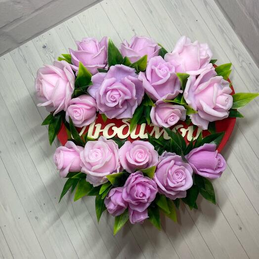 Розы из мыла в сердце «Любимой»