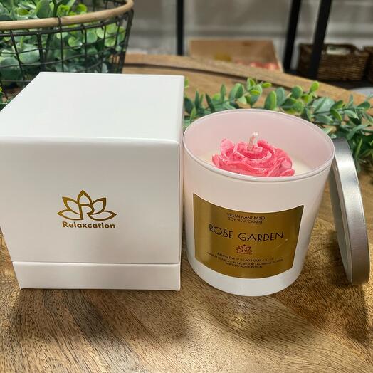 Rose Soy Wax Candle 10 oz in Giftable Box