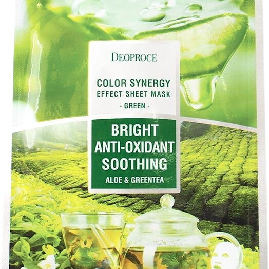 Deoproce Sheet Маска тканевая на основе экстрактов алоэ и зеленого чая Deoproce Color Synergy Effect Sheet Mask Green 20 г