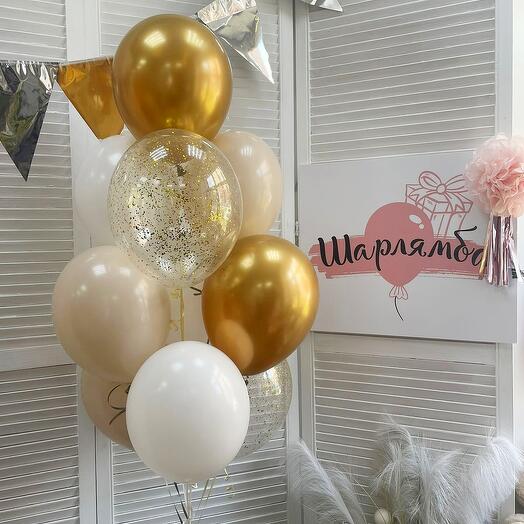 Фонтан из шаров "Золотой блеск", 10 шаров